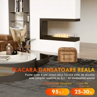 HOMCOM Semineu cu Bioetanol cu 3 Laturi cu Arzator de 2.4L si Durata 4 Ore, Biosemineu cu Panou din Sticla si  Capac 30㎡, 100x30x55cm, Negru(m-4)