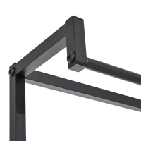 HOMCOM Appendiabiti da Terra con Panca Scarpiera, 5 Ganci e 2 Ripiani, Ferro ed Ecopelle, 72.5x35x180cm, Nero e Marrone(m-9)