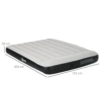 Outsunny Materasso Gonfiabile Matrimoniale con Cuscino Integrato, Pompa e Borsa, 152x203x30cm, Grigio(m-3)