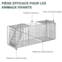 Outsunny Piège cage de capture pliante pour petits animaux type rats et souris - 2 portes poignée 81 x 26 x 34,5 cm acier gris(m-6)