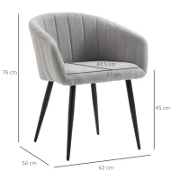 HOMCOM Set 2 Sedie Imbottite Moderne con Rivestimento in Tessuto per Soggiorno e Salotto, Grigio Chiaro(m-3)