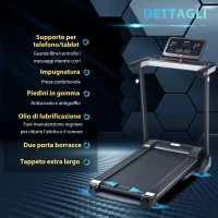 HOMCOM Tapis Roulant Elettrico Pieghevole 1-12km/h, Tapis Roulant Salvaspazio con 12 Programmi Preimpostati, Display LCD e Supporto per Tablet, per Camminata e Corsa, Compatto per Casa e Ufficio, Nero(m-6)