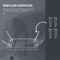 HOMCOM Sitzbank, gesteppter Sitz, Kunstfellbezug, Metallbeine, bis 120 kg, 82x30x47 cm, Grau/Schwarz(m-6)