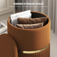 HOMCOM Velvet-Feel Storage Ottoman - Brown(m-4)