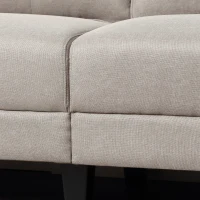 HOMCOM Relaxsessel Polstersessel Loveseat Stoffsofa mittelalterlicher Stil Wohnzimmer Schlafzimmer Leinen-Touch Gummiholz Beige  202 x 72 x 91 cm(m-7)