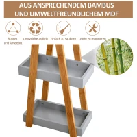 kleankin Badregal 3 Ebenen Treppenregal Leiterregal Badezimmer MDF Bambus Grau 30 x 18 x 81 cm(m-6)