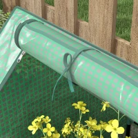 Outsunny Metal Planter Box with Cover, Raised Garden Bed with Greenhouse, for Herbs and Vegetables, Green and Dark Grey(m-9)