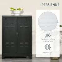 HOMCOM Armoire de Rangement métal Garde-robe Caisson de dossier Armoire Bureau sur pied Style Industriel - 2 étagères - Noir(m-5)