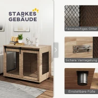 PawHut Hondenbox, Vervoersbox voor Honden, Terugtrekbox voor Huisdieren, Afsluitbare Deuren, 98 x 60 x 78 cm, Lichtbruin(m-5)