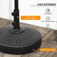 Outsunny Base per Ombrellone da Giardino di diametro 38-48 mm con Riempimento Laterale, Ø48.5x36 cm(m-6)