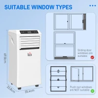 HOMCOM 10000 BTU Air Conditioning Unit, 3-in-1 Portable Air Conditioner, Dehumidifier, Cooling Fan with Remote Control, Digital Display, 2 Speeds, 24H Timer, Window Venting Kit, 18m²(m-3)