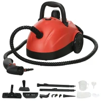 HOMCOM Portable Steam Cleaner for Chemical Free Cleaning, 3.5bar Multi-purpose Steamer with 13 Pieces Accessory, Steam Mop for Kitchen, Window, Grout, Tile, Carpet, Sofa, 1500W, 1.2L Tank, Red(m-1)