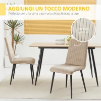 HOMCOM Set 2 Sedie da Cucina Imbottite con Gambe in Acciaio e Design Salvaspazio, 43x58x90 cm(m-4)