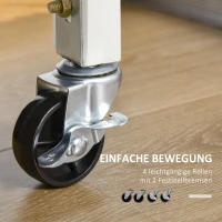 HOMCOM Küchenwagen Küchenrollwagen Servierwagen mit Schublade abnehmbares Tablett Bambus MDF Metall Weiß+Natur 58 x 37 x 85,5 cm(m-6)