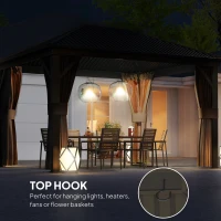 Outsunny 3.6 x 3 m Aluminium Hardtop Gazebo, with Accessories - Brown(m-5)