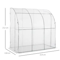 Outsunny Serra da Giardino con Copertura in PE anti UV e Porta Avvolgibile, 214x118x212 cm Bianca(m-3)