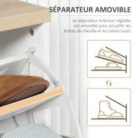 HOMCOM Meuble à chaussures 3 portes abattants avec étagères réglables capacité 12 paires de chaussures 60 x 24 x 120 cm blanc(m-6)