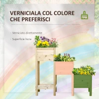 Outsunny Fioriera da Esterno a 3 Livelli con Ripiano Inferiore e Fori di Drenaggio, in Legno di Abete, 125x45x108 cm(m-6)