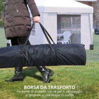 Outsunny Gazebo Pieghevole 3x3 m con Altezza Regolabile, con Design Pop Up e Finestre, Bianco(m-8)
