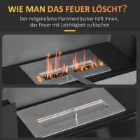 HOMCOM Ethanolkamin Wandkamin 90 x 18 x 60 cm Schwarz(m-5)