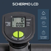 HOMCOM Stepper con Manubrio, Pedali Antiscivolo e Monitor LCD, in Acciaio e ABS, 55x44x108 cm, Nero Grigio e Verde(m-4)