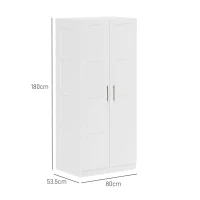 HOMCOM Double Paneled Door Wardrobe, with Shelves - White(m-3)