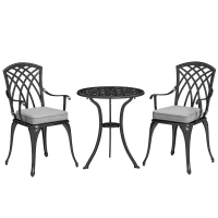 Outsunny Three-Piece Cast Aluminium Bistro Set - Black(m-1)