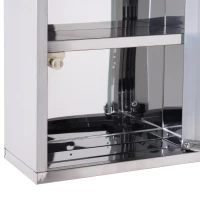 HOMCOM Stainless Steel wall mounted Medicine Cabinet with 2 Shelves + Security Glass Door Lockable 48 cm(H)(m-7)
