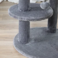 PawHut 104 cm Cat Tree, Cat Condo Tree Tower, Cat Activity Centre with Scratching Posts, Plush Perches, Hanging Ball - Grey(m-9)