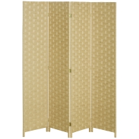 HOMCOM Wave Fibre Freestanding Folding Privacy Screen Panels, Room Divider, Brown