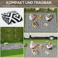 Outsunny Outdoor-Teppich, beidseitig nutzbar, strapazierfähig, Rand gegen Ausfransen, schwarz+weiß, 152 x 243 cm(m-4)