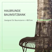 Outsunny Baumbank aus Metall halbrund Gartenbank Parkbank Sitzbank für Ø37cm Baumstämme 135 x 70 x 85 cm(m-4)