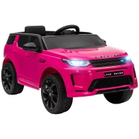 AIYAPLAY Coche Eléctrico para Niños con Licencia Land Rover Discovery Sport con Batería 12V Mando a Distancia Faros y Música Rosa(m-1)