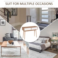 HOMCOM Console Table Sofa Side Desk with 2 Drawers Solid Pine Wood Legs for Living Room Entryway Bedroom Brown and White(m-6)