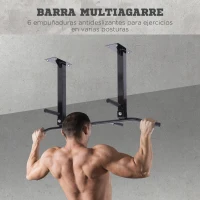 HOMCOM Barra de Dominadas en Techo Barra para Dominadas de Acero Barra de Tracción para Entrenamiento Casa 105,5x28x49 cm Negro(m-5)