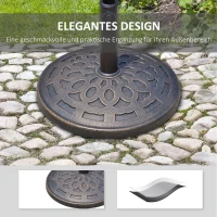 Outsunny Sonnenschirmständer aus Harz 14kg Schirmständer Griffe, Rund Schirmhalter, Schirmgewicht für Sonnenschirm 38mm/48mm Rohrdurchmesser, für Balkon, Terasse, Garten, Bronze(m-4)