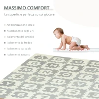 HOMCOM Tappeto Puzzle per Bambini 36 Pezzi con Lettere e Numeri, in Schiuma EVA Antiscivolo, Area Coperta 3.24㎡, Bianco e Grigio(m-5)