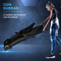 HOMCOM Cinta de Correr y Andar Plegable con 12 Programas Velocidad hasta 14 km/h Pantalla LED Pulsómetro Superficie Grande 122x41 cm y Ruedas de Transporte 153x77x124 cm Negro(m-8)