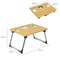 HOMCOM Portable Bamboo Top Wine and Glass Picnic Table(m-3)