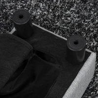 HOMCOM Lot de 2 poufs repose-pied tabouret bas en tissu de lin capacité de charge 150 Kg 40 x 30 x 24 cm gris(m-8)