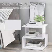 HOMCOM Beistelltisch Betttisch mit modernes Design, Couchtisch für Büro Wohnzimmer Esszimmer Arbeitszimmer, leicht zu montieren, Spanplatte, Weiß, 40x40x43 cm(m-5)