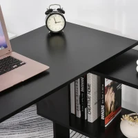 HOMCOM Bureau d'angle table de salle à manger avec rangement bureau informatique modulable bibliothèque intégrée + étagère 3 niveaux noir(m-9)