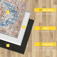 HOMCOM Teppich im Used Look, Kurzflor, weich und rutschfest, rot+blau, 2,3 x 1,6 m(m-5)