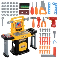 AIYAPLAY 102-Piece Kids Tool Bench with Electric Drill, Storage for Ages 3-6 Years, Yellow(m-1)