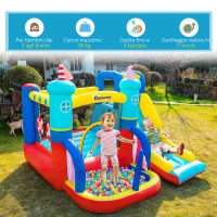 Outsunny Castello Gonfiabile 4 in 1 Bimbi 3-8 Anni, Scivolo e Piscina, 265x260x200cm(m-5)