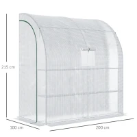 Outsunny Foliengewächshaus Tomatengewächshaus mit Mesh Fenster, Treibhaus mit aufrollbaren Türen, Anzuchthaus mit UV Schutz, Weiß, 200 x 100 x 215 cm(m-3)
