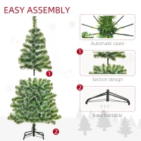 HOMCOM 5FT Indoor Christmas Tree Artificial Decoration Xmas Gift with Metal Stand Branch Tips(m-6)
