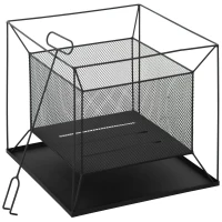 Outsunny Braciere da Giardino a Legna Portatile con Attizzatoio 45x45x43cm Nero(m-1)