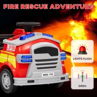 AIYAPLAY Ride On Fire Truck, 12V Kids Electric Car with Siren, Flashing Lights, Firefighting Tools, Music, Horn, Slow Start, Red(m-4)