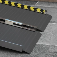 HOMCOM Rampa per Sedia a Rotelle Pieghevole in Alluminio con Deflettori e Adesivi, 91x73.6x5.1 cm, Nero(m-9)